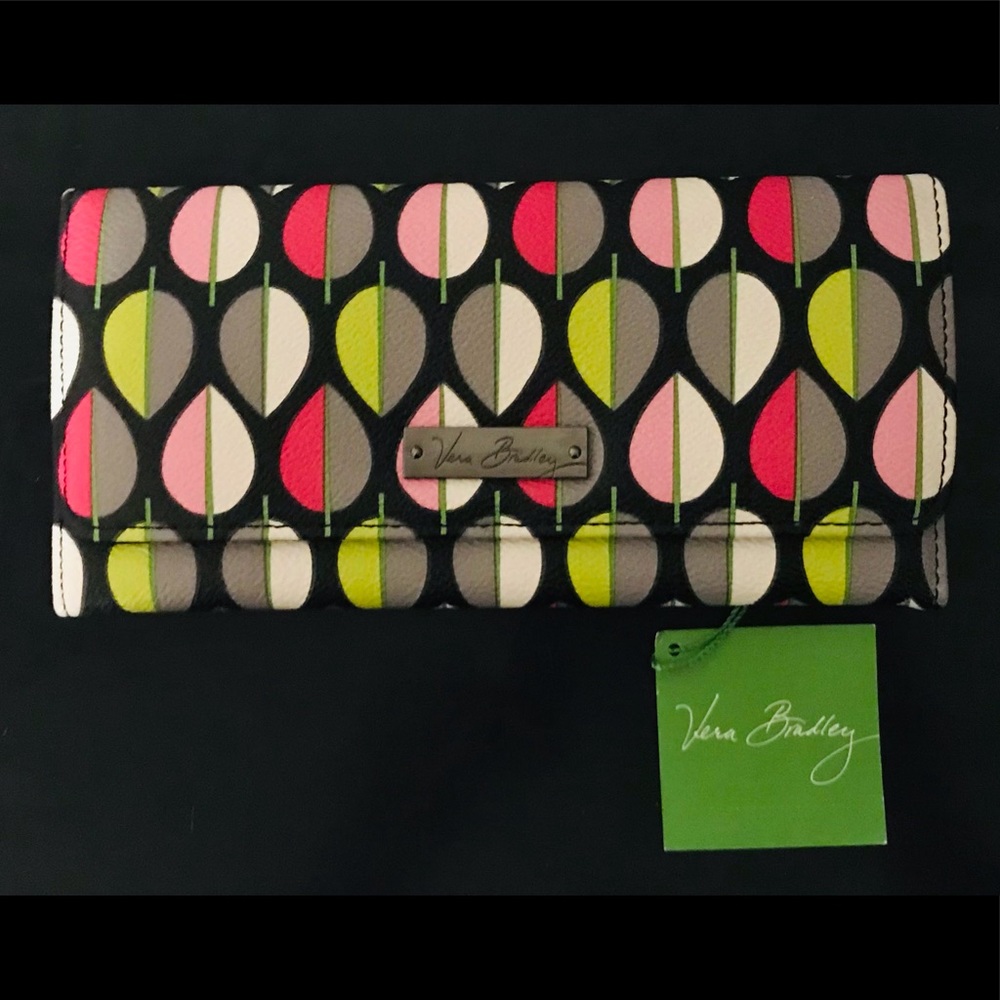 Vera Bradley Moondrops Black and Pink Retro Wallet